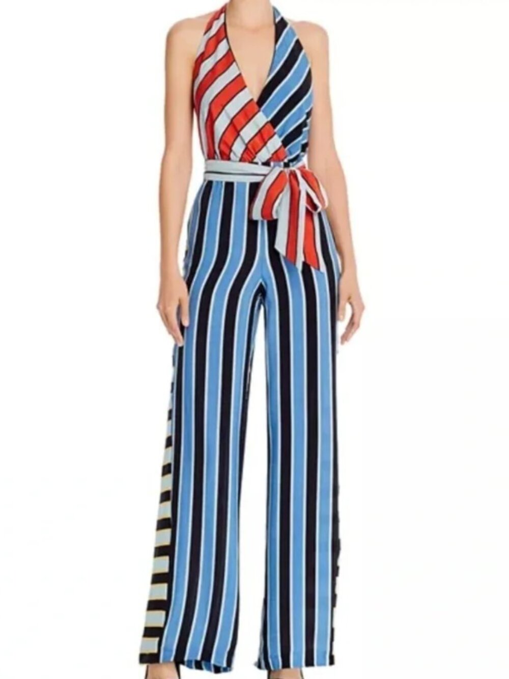 Alice + Olive Halter striped jumpsuit